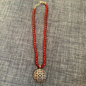 Sterling silver garnet marcasite necklace